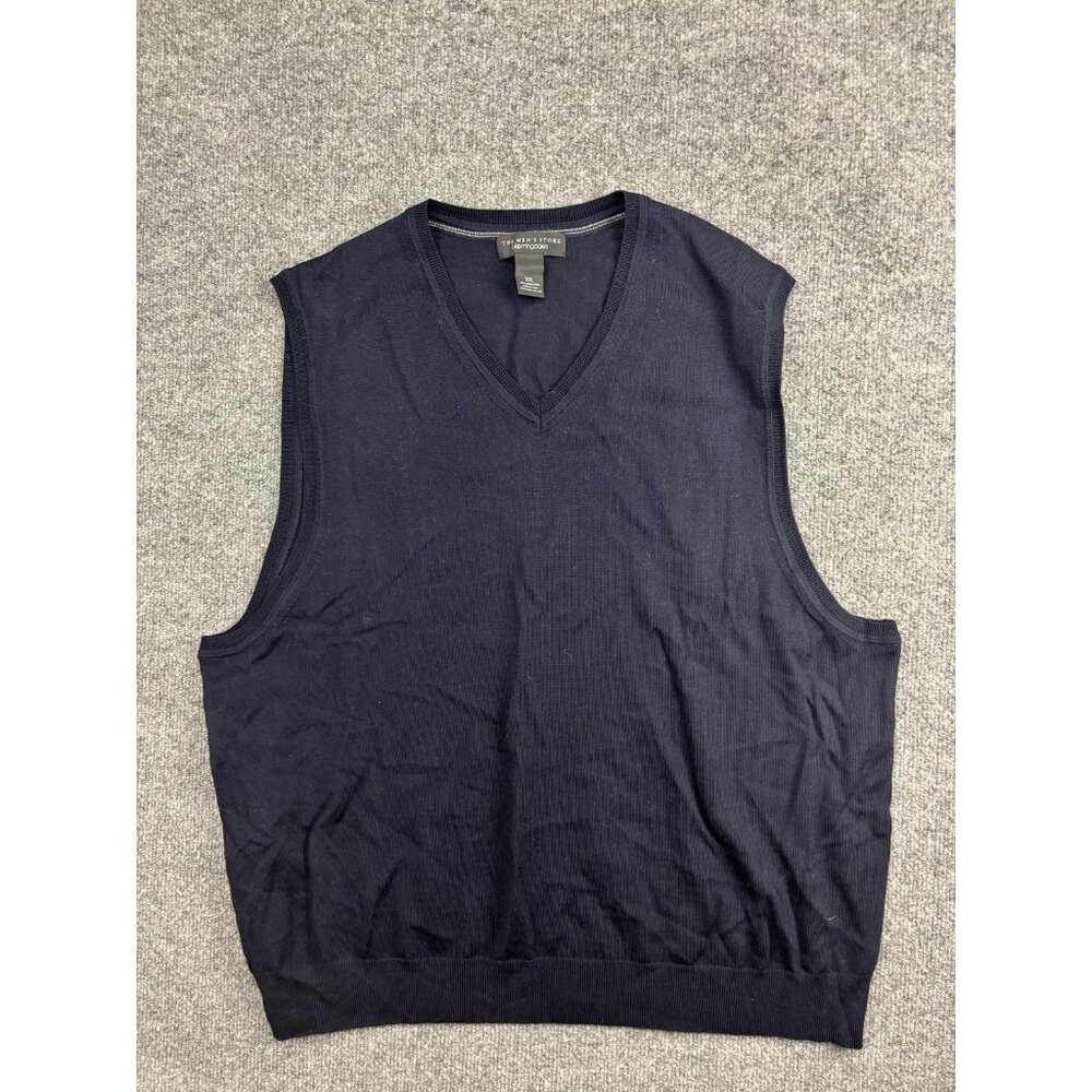 The‎ Men's Store At Bloomingdale's Sweater Vest Mens 2XL Blue Merino Wool V Neck